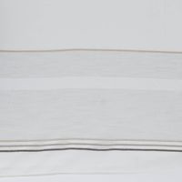 Gardinenstoff Meterware transparent Leinenstruktur Streifen weiß braun beige 300cm