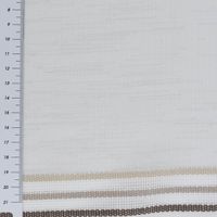 Gardinenstoff Meterware transparent Leinenstruktur Streifen weiß braun beige 300cm