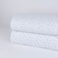 Musselin Stoff Double Gauze Dillen Blümchen weiß grau 1,30m Breite