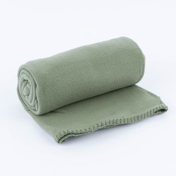 Plaid aus Polyester mit grobem Kettelrand einfarbig salbeigrün 125x150cm