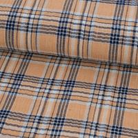 Musselin Stoff Double Gauze Karos zweiseitig sand blau 1,35m Breite