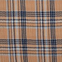 Musselin Stoff Double Gauze Karos zweiseitig sand blau 1,35m Breite