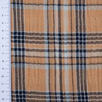Musselin Stoff Double Gauze Karos zweiseitig sand blau 1,35m Breite