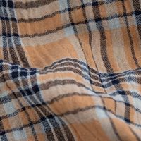 Musselin Stoff Double Gauze Karos zweiseitig sand blau 1,35m Breite
