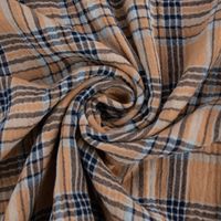 Musselin Stoff Double Gauze Karos zweiseitig sand blau 1,35m Breite