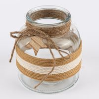 Windlicht Stern aus Glas mit Jute natur-weiß oder weiß-natur 14x16cm