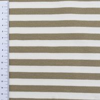 Kuschelweicher French Terry mit Streifen in Creme und Khaki mit Maßband