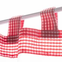 Weihnachtsgardine Bistrogardine mit Schlaufen weiß rot karo nahaufnahme