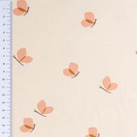 Jersey aus Baumwolle in Beige mit Schmetterlingen mit maßband