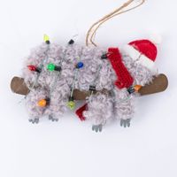 Sass & Belle Dekohänger Weihnachten Faultier mit Lichterkette Filz Holz grau bunt 14x9cm