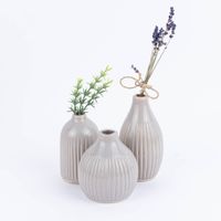 Sass & Belle Vasen klein 3er Set Steinzeug mit Trockenblumen