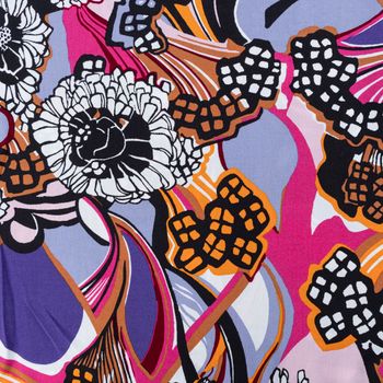 Viskose Popeline Stoff Retro Blumen lila bunt 1,44m Breite