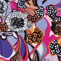 Viskose Popeline Stoff Retro Blumen lila bunt 1,44m Breite