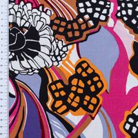 Viskose Popeline Stoff Retro Blumen lila bunt 1,44m Breite