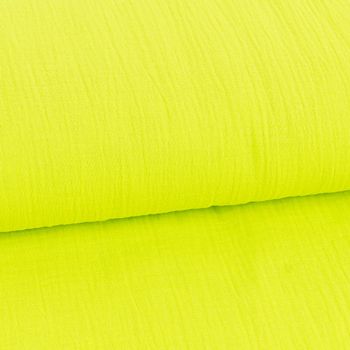 Musselin Stoff Double Gauze NEON einfarbig gelb 1,35m Breite