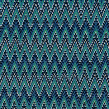 Strickstoff Jacquard Chevron ZickZack fein grün blau 1,48m Breite