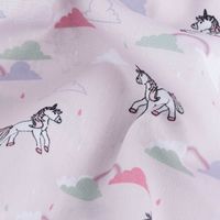 Baumwollstoff Popeline Einhorn Wolken hell altrosa mint weiß 1,45m Breite