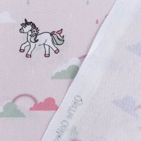 Baumwollstoff Popeline Einhorn Wolken hell altrosa mint weiß 1,45m Breite