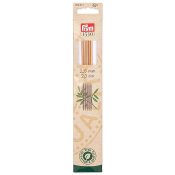 Prym Stricknadeln für Strümpfe aus BAMBUS 5 Stück 20cm Ø2,5mm
