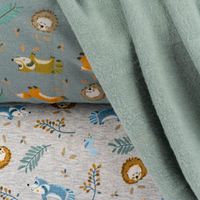 Sweatstoff Melange Fuchs Igel Waschbär altgrün meliert braun 1,5m Breite