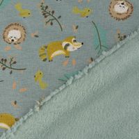 Sweatstoff Melange Fuchs Igel Waschbär altgrün meliert braun 1,5m Breite