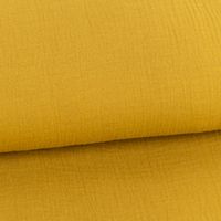 Musselin Stoff Double Gauze einfarbig senf gelb 1,35m Breite