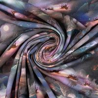 French Terry Sommersweat Digital Mystical Horses Pferde Berge Sternenhimmel blau violett 1,45m Breite