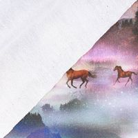 French Terry Sommersweat Digital Mystical Horses Pferde Berge Sternenhimmel blau violett 1,45m Breite