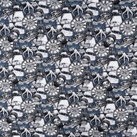 Jersey Stoff Baumwolljersey Digital Skulls Pirat Totenkopf Segelschiff blau 1,50m Breite
