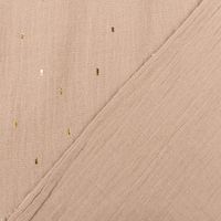 Double Gauze Musselin Foliendruck Konfetti Striche einfarbig hellbraun goldfarbig 1,35m Breite