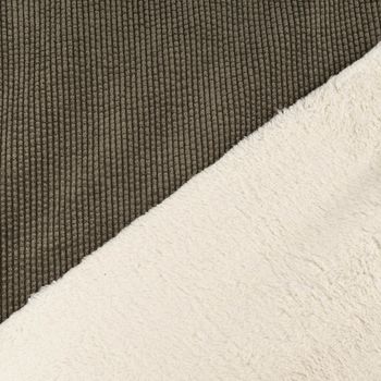 Cordstoff Bubble mit Plüsch Rückseite Doubleface khaki ecru 1,45m Br.