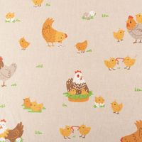 86719-Dekostoff-Halbpanama-Leinenlook-Chicken-Family-Nest-Hahn-Henne-Kueken-natur-gelb-1-40m-Breite-86719-02.jpg