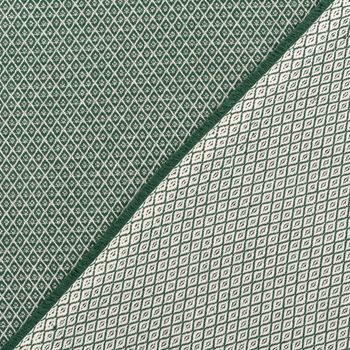 Dekostoff Dobby Diamond Mini Rauten dunkelgrün ecru 1,40m Breite