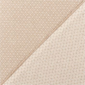 Blickdichter Dobby Dekostoff mit Mini Rautendessin in Beige und Ecru