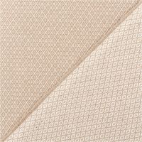 Blickdichter Dobby Dekostoff mit Mini Rautendessin in Beige und Ecru