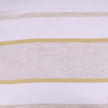 Halbtransparenter Gardinenstoff Emiliana mit hochwertigen Scherli-Effekten und Streifen-Dessin in Weiß und Grün