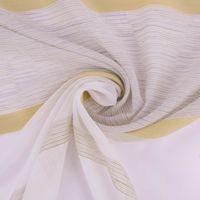 Halbtransparenter Gardinenstoff Emiliana mit hochwertigen Scherli-Effekten und Streifen-Dessin in Weiß und Grün