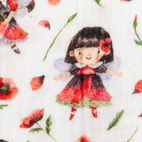 Double Gauze Musselinstoff Meterware Thea Fee Blumen weiß rot 1,35m Br