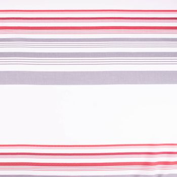 Transparenter Gardinenstoff Marula mit modernem Streifen-Dessin in Weiß, Grau und Rot