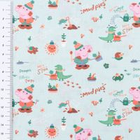 Baumwollstoff Webware Peppa Wutz Schorsch Dino mint bunt 1,4m Breite