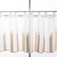 Fröhliche Schlaufen Scheibengardine fürs Kinderzimmer mit Stiften in bunten Farben, Meterware in 46cm Höhe