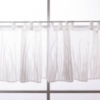 Transparente Schlaufen Scheibengardine Breeze mit Gräser-Dessin in Wollweiß und Beige in 46cm Höhe