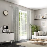 Blickdichter Jacquard Vorhang- und Dekostoff Novo mit eingewebtem Hexagon-Dessin in meliertem Grau mit 154cm Stoffbreite