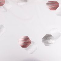 Halbtransparenter Gardinenstoff Palermo mit hochwertigen Scherli-Effekten und Hexagon-Dessin in Weiß, Rot und Grau