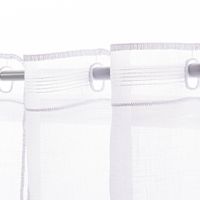 Moderne Scheibengardinen Meterware aus transparentem Voile in frischem Weiß mit hochwertigen Stickereien in 45cm Höhe