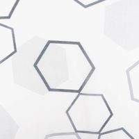 Transparenter Gardinenstoff in feiner Batist-Optik mit Hexagon-Dessin in Weiß und Grau mit 148cm Stoffbreite