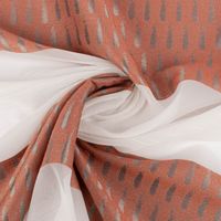 Transparenter Voile Gardinenstoff Tivoli mit modernem Streifen-Dessin in Weiß und Terracotta mit 152cm Stoffbreite