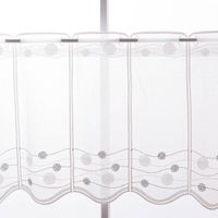 Scheibengardinen Meterware nähfrei Stickerei Kugeln wollweiß salbeigrün 45cm Höhe