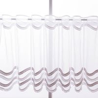 Scheibengardinen Meterware nähfrei Boho Fransen weiß grau 45cm Höhe