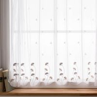 Scheibengardinen Meterware nähfrei Stickerei Fransen Blumen weiß grau beige 100cm Höhe